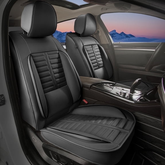 DIKSOAKR Car Seat Covers Fit for Ford Fiesta 2011-2019: Front Set Waterproof Leather Vehicle Seat Cushion Luxury Automotive Protector(2 Seats, Black)