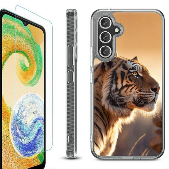 For Samsung Galaxy A36 5G Phone Case Cover, Shockproof Bumper Hybrid Case with Tempered Glass Screen Protector, by OneToughShield - Tiger