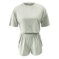 thumbnail image 4 of Yuyuzo Ensembles de Pyjama pour Femmes Deux Pièces Col Ras du Cou Manches Courtes Haut Court P Shorts Taille Haute Vêtements de Détente, 4 of 7