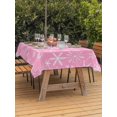 thumbnail image 2 of Outdoor Tablecloth with Umbrella Hole and Zipper, Pink Christmas Rectangle Table Cloth 60x84 Inch Waterproof Tablecloth, Modern Winter Xmas White Snowflakes Picnic Table Cover for Patio Camping, 2 of 7