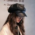 thumbnail image 3 of Minzimin Women's PU Leather Plain 8 Panel Octagonal Hat British Style Artist Painter Newsboy Cap, 3 of 9
