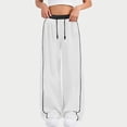 thumbnail image 2 of Girls Baggy Sweatpants Wide Leg High Waist Track Pants Athletic Streetwear Open Bottom School Sports Preppy Trousers, 2 of 7