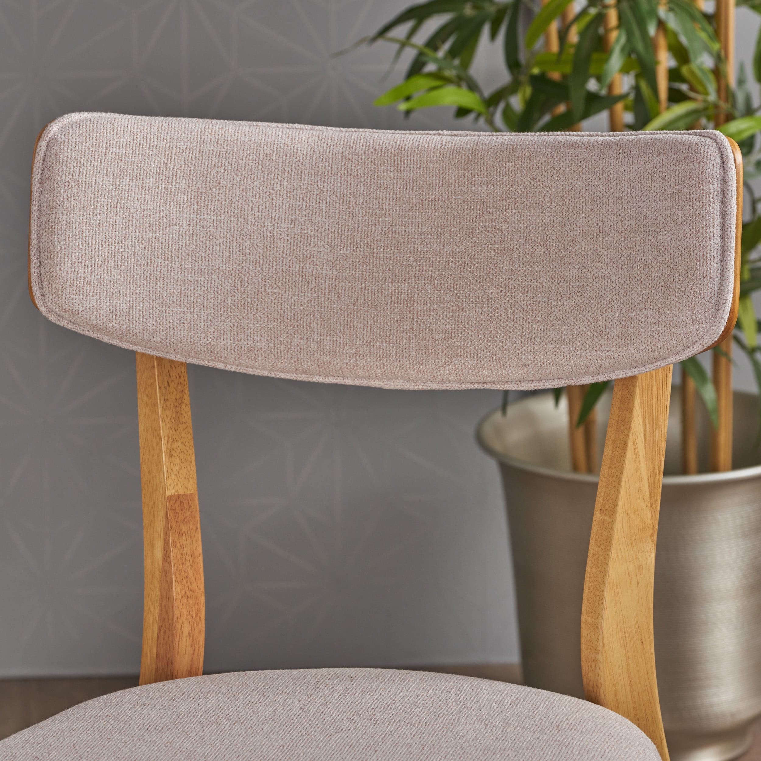 Noble House Abigail Indoor Mid Century Modern Fabric Dining Chairs, Light Beige
