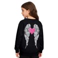 thumbnail image 2 of WAYUTE Sweatshirts for Girls Big Kids Rhinestone Angel Wings Back Print Crewneck Sweatshirt Long Sleeve Pullover Fall Winter Casual Streetwear,Black,Size 8-9 Y, 2 of 4