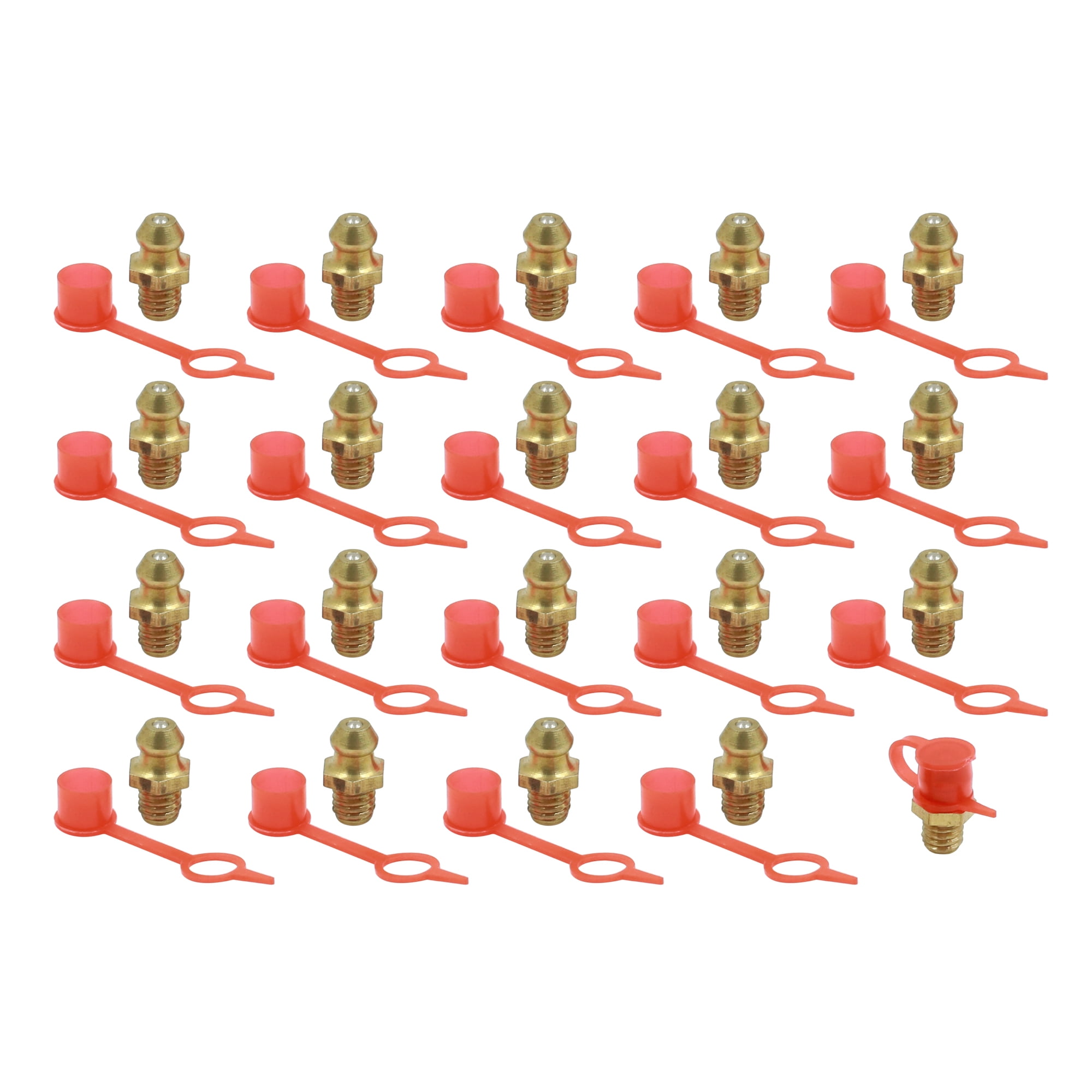 M6 Brass Thread Straight Grease Nipple Fittings with Rubber Dust Cap for Car 20 Set