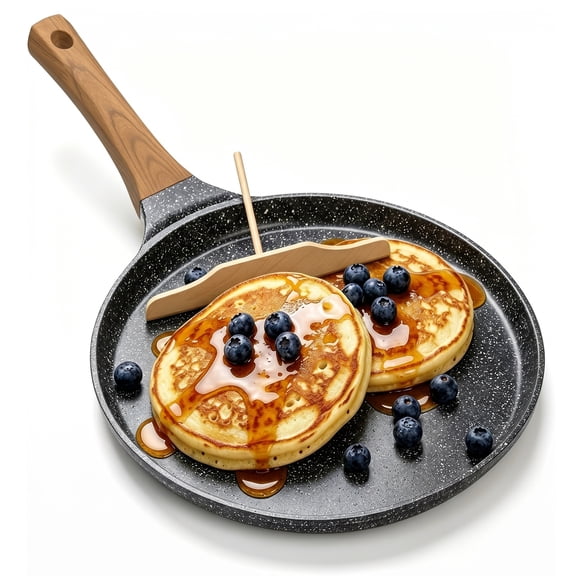 10-Inch Crepe Pan, Nonstick Pancake & Dosa Pan, Tortilla Pan Dosa Tawa, Flat Griddle Pan, Induction Compatible, Easy to Clean, with Wooden Spreader