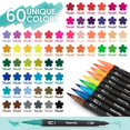 thumbnail image 3 of Plumones para colorear Eglyenlky de 60 puntas dobles con brocha para adultos con estuche, 3 of 7
