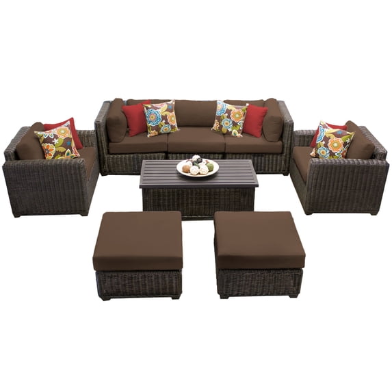 Rustico 8 Piece Outdoor Wicker Patio Furniture Set 08c