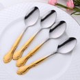 thumbnail image 4 of Tea Spoons 12-Piece Stainless Steel Set with Flower Edge Use for Home, Kitchen, Restaurant- 6.4 Inches-Gradient Gold, 4 of 6