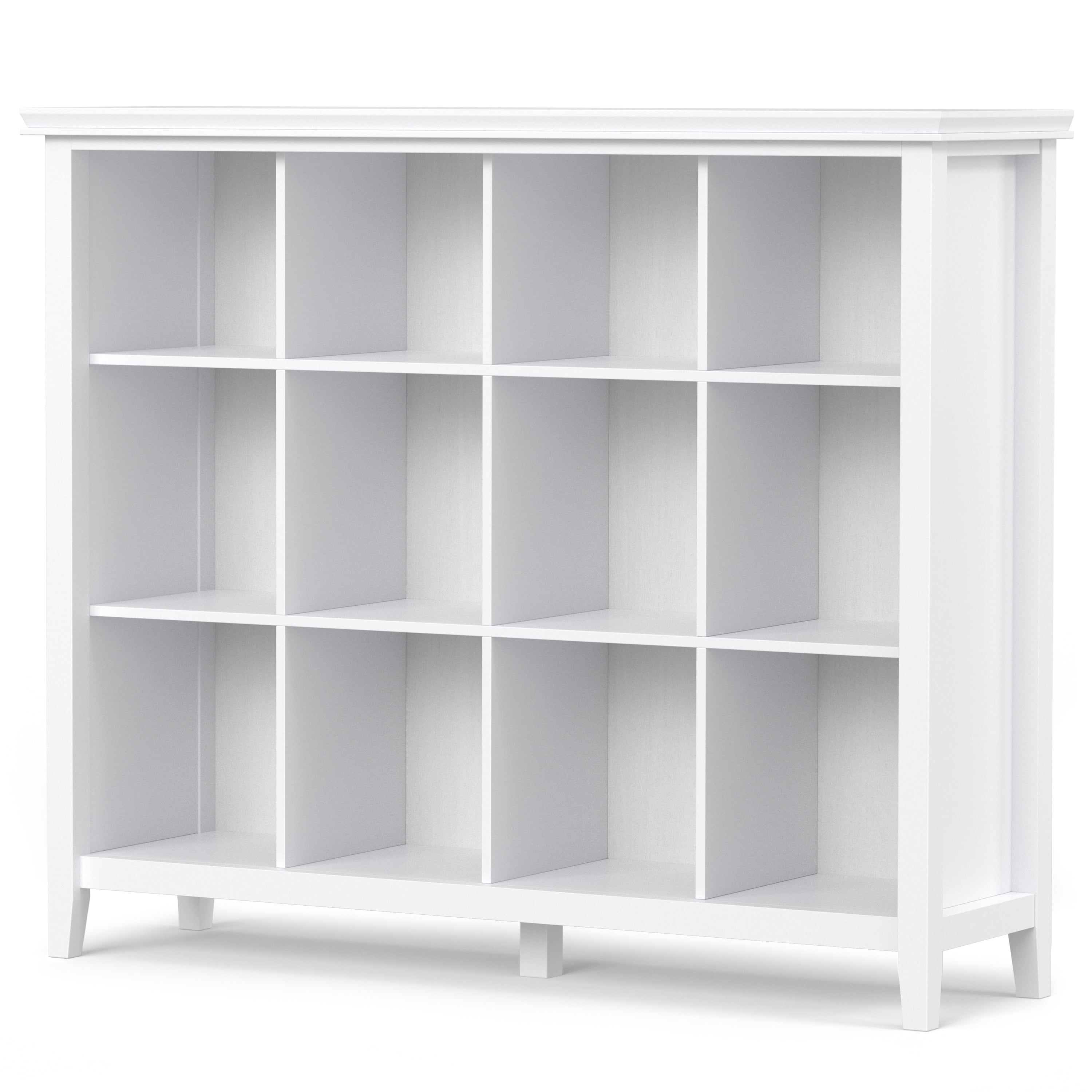 Simpli Home Artisan SOLID WOOD 48 inch x 57 inch Transitional 12 Cube Storage in White