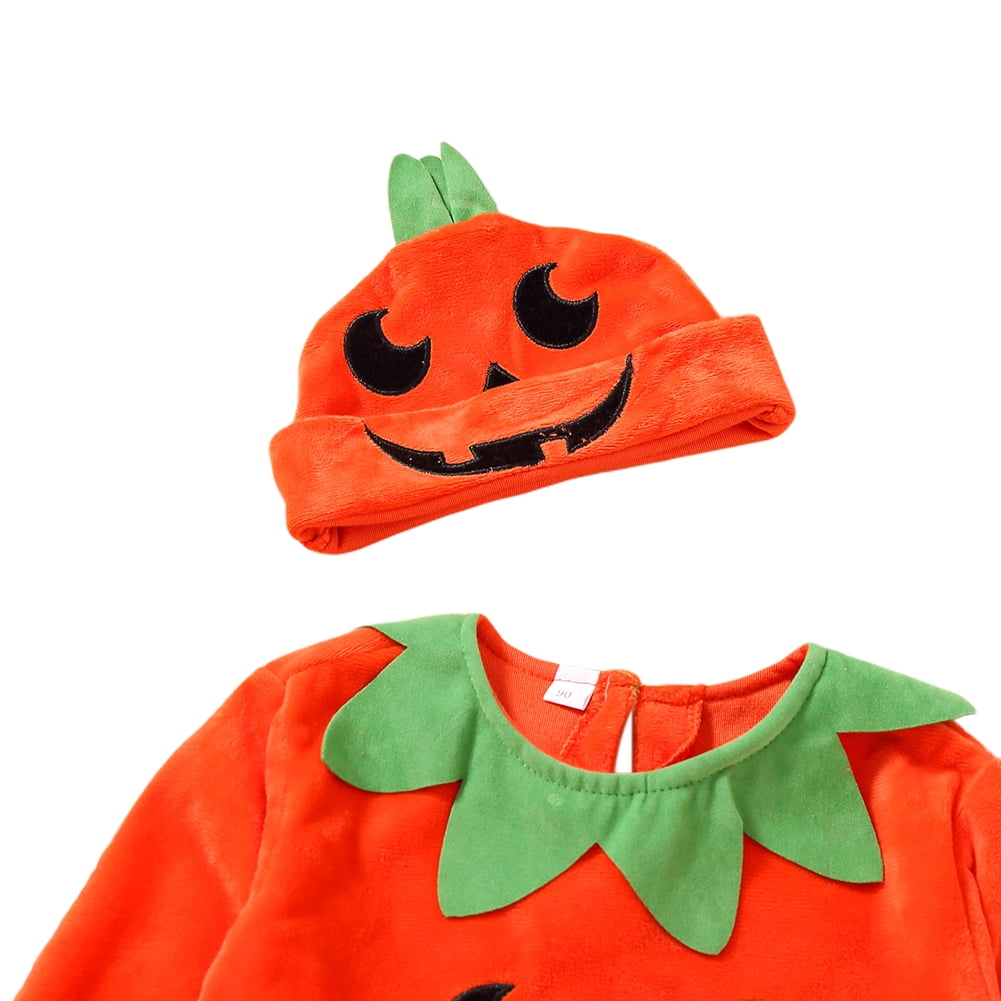 Halloween Baby Boy/girl Cotton Batwing Sleeve Pumpkin & Letter Print  Jumpsuit With Hat Set - Temu Poland