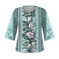 thumbnail image 4 of Horkkom Short Sleeve Shirts for Women V Neck Floral Print T Shirts Summer Casual Loose Tops L, 4 of 5