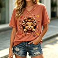 thumbnail image 5 of Thanksgiving T Shirts for Women Short Sleeve V Neck Casual Funny Cute Highland Cow Graphic Tee Shirt, 5 of 6