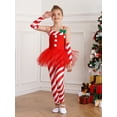 thumbnail image 3 of Ocealan Kids Girls Xmas Candy Cane Unitard Striped Sequin Ruffle Bodysuit Sleeveless Dance  Sets Red 12, 3 of 7