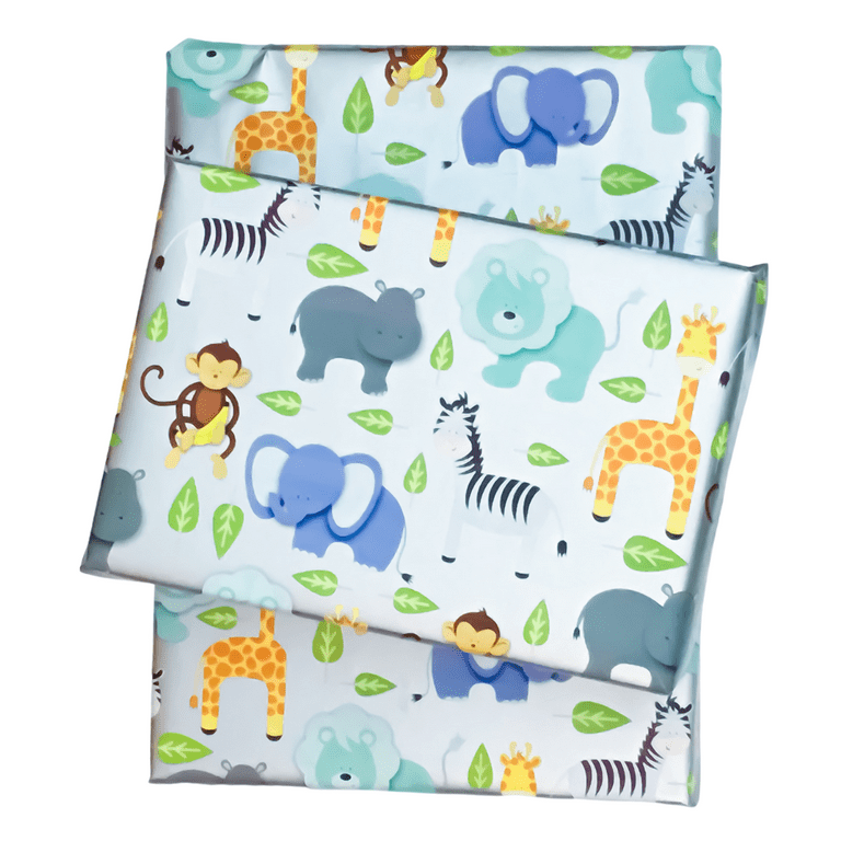 CENTRAL 23 Animal Wrapping Paper - 6 Blue Gift Wrap Sheet - Birthday Gift  Wrap For Boys Or Girls - Baby Shower Wrapping Paper Neutral - Panda Penguin  Elephant - Comes With Cute Stickers : : Office Products