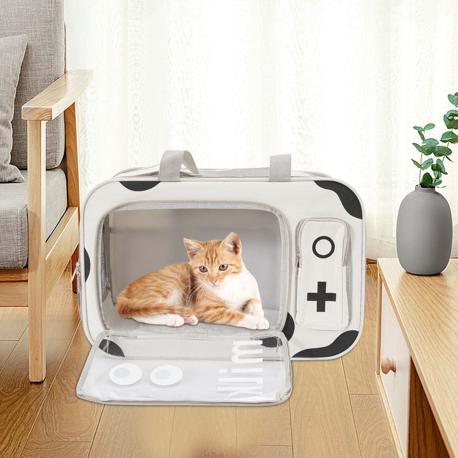 Rectangular Travel Pet Carrier Pet Bag for Cats/Small Dogs Oxford Cloth Pet Backpack Carrier 48*25*32cm for Outdoor Activities, Weekend Hiking, Camping