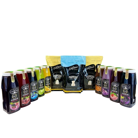 Kit De 2 Bases Neutras Davinci + 10 Coulis Kala Para Preparar Bebidas Frías y Calientes