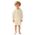thumbnail image 3 of TOWED22 Girls Boys Tracksuit Sets Athletic Sweatsuits Hooded Sweatshirt and Jogger Shorts Outfits 2 Piece Sets For Kid,Khaki,11-12 Y, 3 of 5