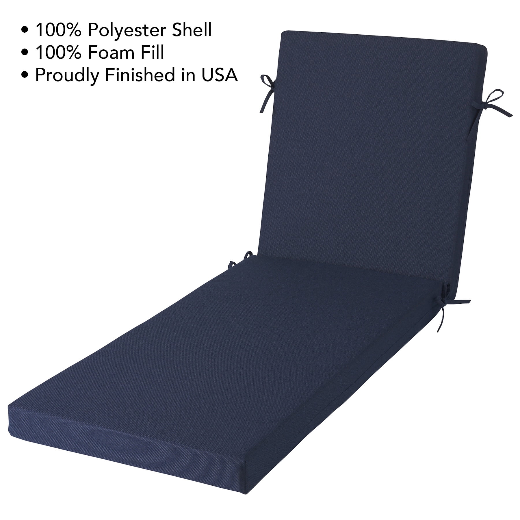 Better Homes & Gardens 72" x 23" Outdoor Chaise Lounge Cushion, 1-Piece, Navy