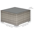 thumbnail image 2 of Rattan Garden Coffee Table, 25.6" Square Garden Rattan Table with Tempered Glass Top, Grey, 2 of 7