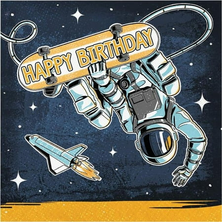 Creative Converting 360392 6.5 in. Space Skater Luncheon Paper Napkin
