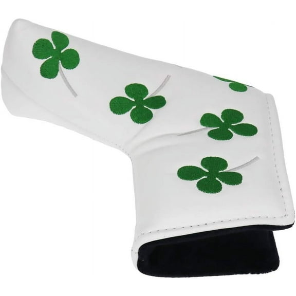Golf Putter Head Cover Four Leaf Clove Embroidered Blade Shamrock Headcovers