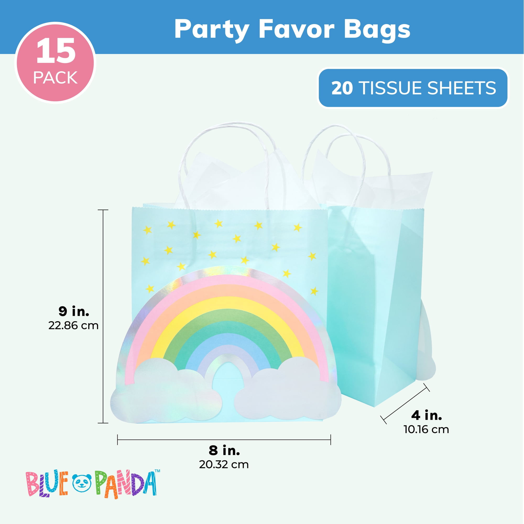 LovesTown Colorful Gift Bags, 18 Pcs Colored Paper Bags Rainbow Party Favor Bags Kraft Candy Bags with Handle for Birthday Wedding and Party