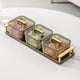 thumbnail image 4 of Bandeja de plástico transparente para refrigerios con 3 recipientes con tapa | Bandeja para servir frutas, dulces y frutos secos para fiestas, cocina y despensa | Caja de almacenamiento apta para, 4 of 6