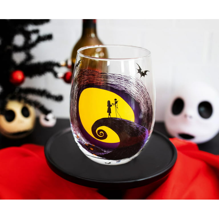 Disney The Nightmare Before Christmas Jack & Sally on Spiral Hill Stemless  Glass 