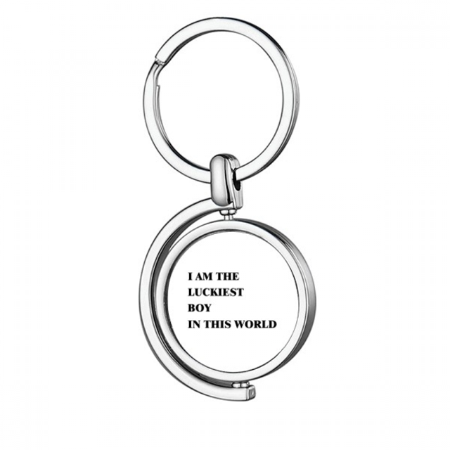 I AmThe Luckiest Boy Art Deco Fashion Rotating Keychain Metal Keyring Holder