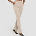 thumbnail image 2 of zaveiop Yoga Pants Women Wide Leg Pants with Pockets High Waist Stretch Dress Casual Sweatpants Petite/Regular/Tall (Beige, XL), 2 of 5
