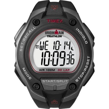 TIMEX Men's IRONMAN Classic 30 Oversized Black/Gray/Red 43mm Sport Watch, Resin Strap