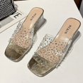 thumbnail image 1 of Moda 2023, zapatillas transparentes con diamantes de imitación para mujer, zapatos sexis de tacón alto con punta cuadrada para mujer, sandalias poco profundas, zapatillas para mujer 35 Gao Jinjia LED, 1 of 2