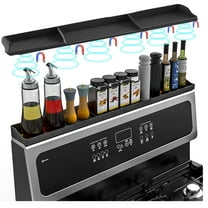 Casewin Stove Top Shelf Magnetic, Silicone Spice Rack Over Stove Shelf Back of Stove Flat, 30 Inch Magnet Top of Stove Kitchen Shelf Stove Organizer Above Stovetop Storage-Black
