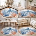 thumbnail image 4 of Round Area Rugs 7Ft, Coastal Blue Octopus Non-Slip Washable Circle Rugs Carpet, Summer Nautical Marine Life Leaves Indoor Outdoor Rug Floor Mats Throw Runner for Bedroom Living Room Bathroom, 4 of 8