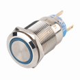 thumbnail image 2 of Interruptor pulsador con enclavamiento automático de acero inoxidable, resistente al agua, de 19 mm, 12-24 V, LED azul, 2 of 15