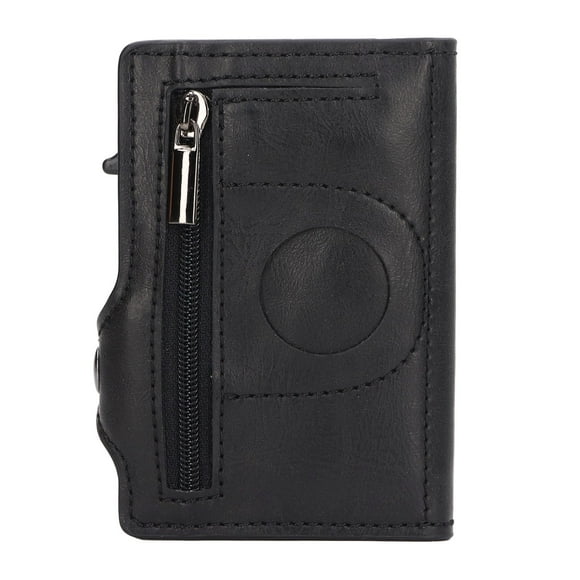 ZOUSSIQI Wallet Aluminium Alloy PU Anti Lost Ultra Thin ID Credit Card Holder for Locator Tracking Device Black JU316-134595