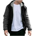 thumbnail image 4 of LpwkSSA Men's Winter Casual Solid Color Hooded Coats Long Sleeve Light Weight Zipper Pocket Jacket Comfort Outwear Gray M, 4 of 7