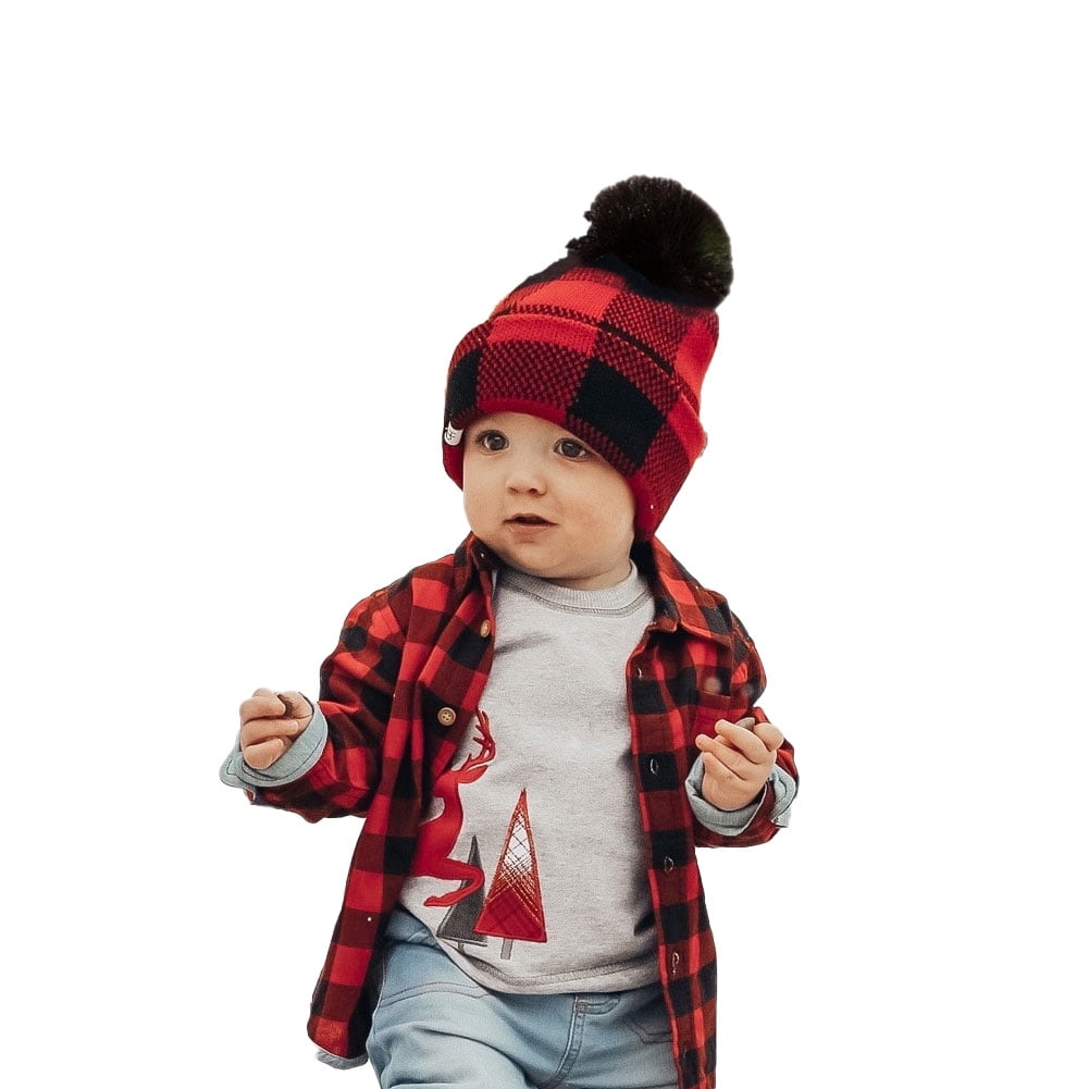 Winter Parent-Child Hat Buffalo Plaid 