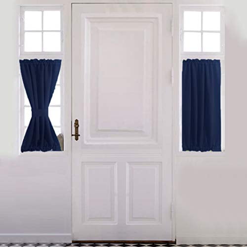 Aquazolax Front Door Curtain Panel For Privacy Blackout Dry 25 X40 Solid Curtains French Glass 1 Navy Blue Com Aquazolax Front Door Curtain Panel For, Front Door Curtains