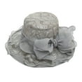 thumbnail image 2 of Walbest Lady Derby Cap Church Lace Bow Flat Top Sun Hat Wedding Bowler Hat, 2 of 7