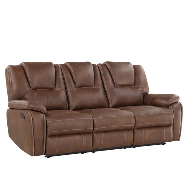Steve Silver Katrine Brown Faux Leather Manual Reclining Sofa Walmart