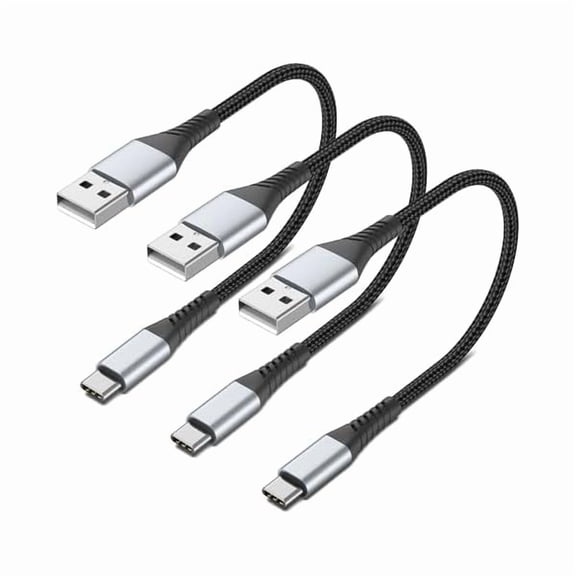 Short USB C Cable 1FT, 3-Pack USB A to USB C Cord 1 Foot USB C Charger Cable Fast Charging Braided USB Type C Short Cable for iPhone 16 15 Pro Max, Samsung Galaxy S24 S23, Moto G8, Google Pixel