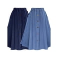 thumbnail image 3 of New Large Size Women's Elastic Waist Student Denim Skirt Long Skirt, 3 of 4