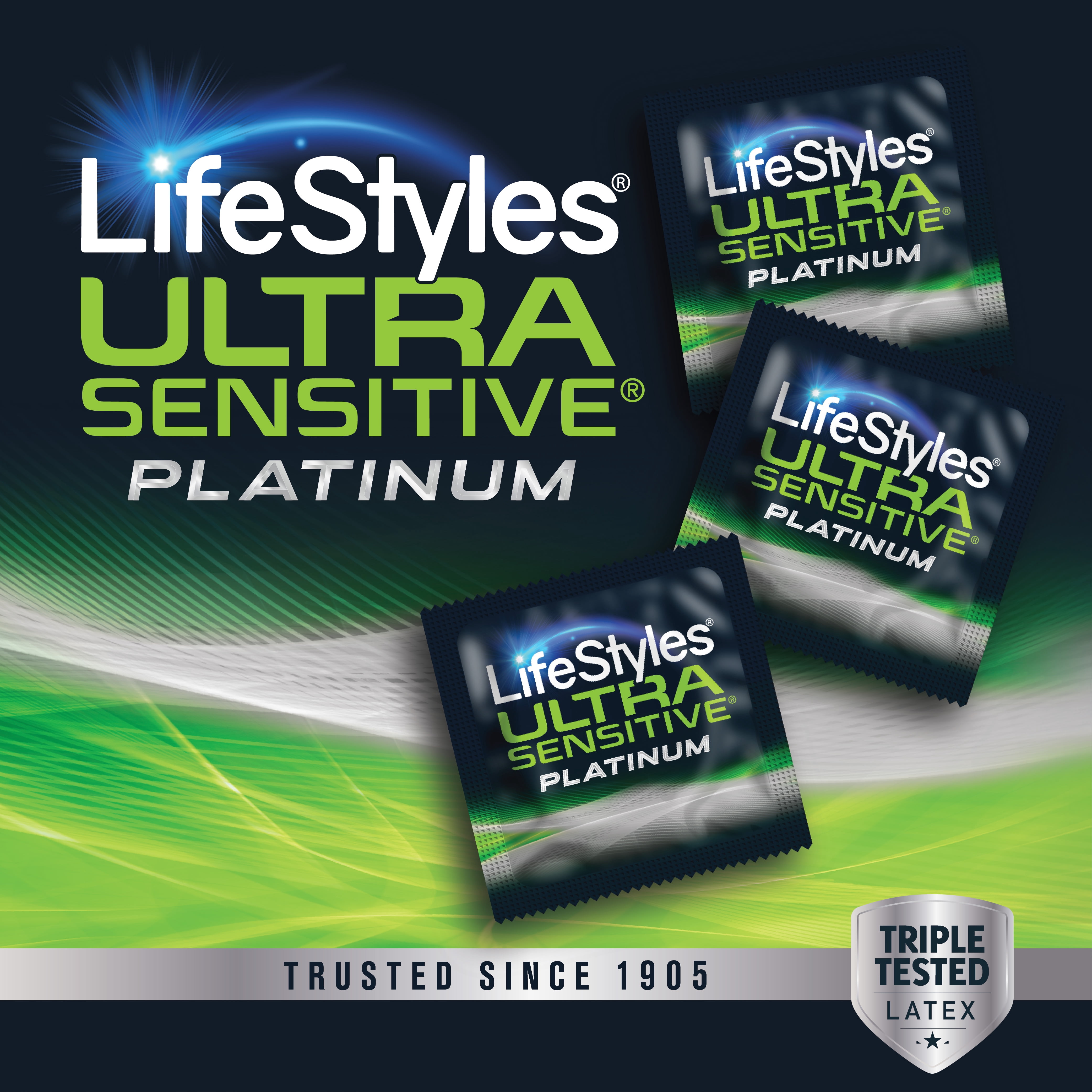 Lifestyles Ultra Sensitive Platinum Latex Condoms, 12 Count