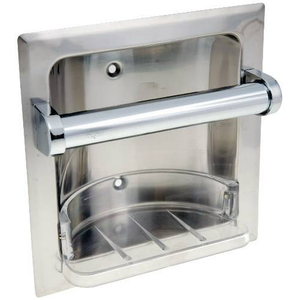 Recessed Soap Dish With Grab Bar, Chrome per 3 Each