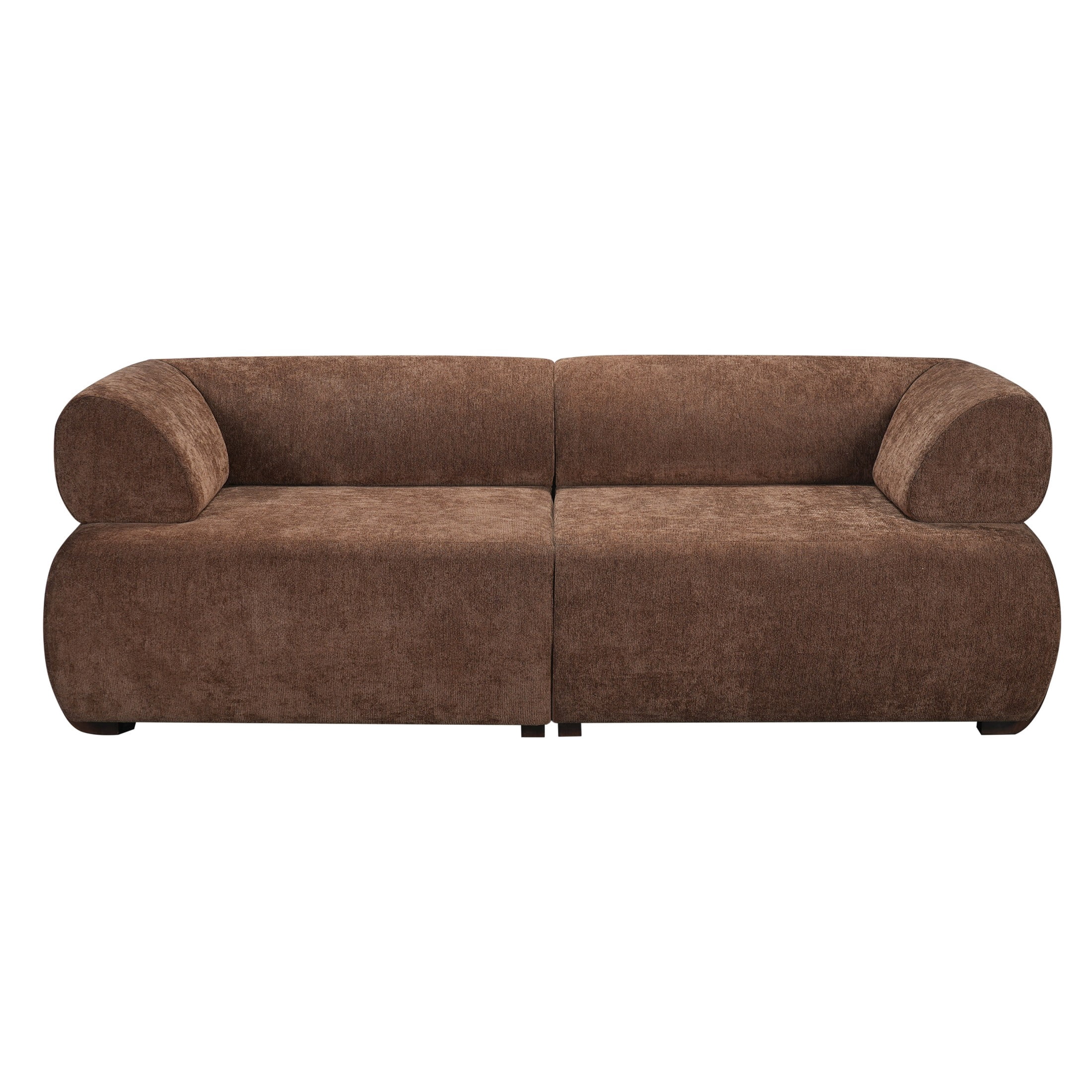 Christopher Knight Home 83" Minimalist Upholstered Sofa, 3-Seat Modular Couch with Round Arms, Mocha