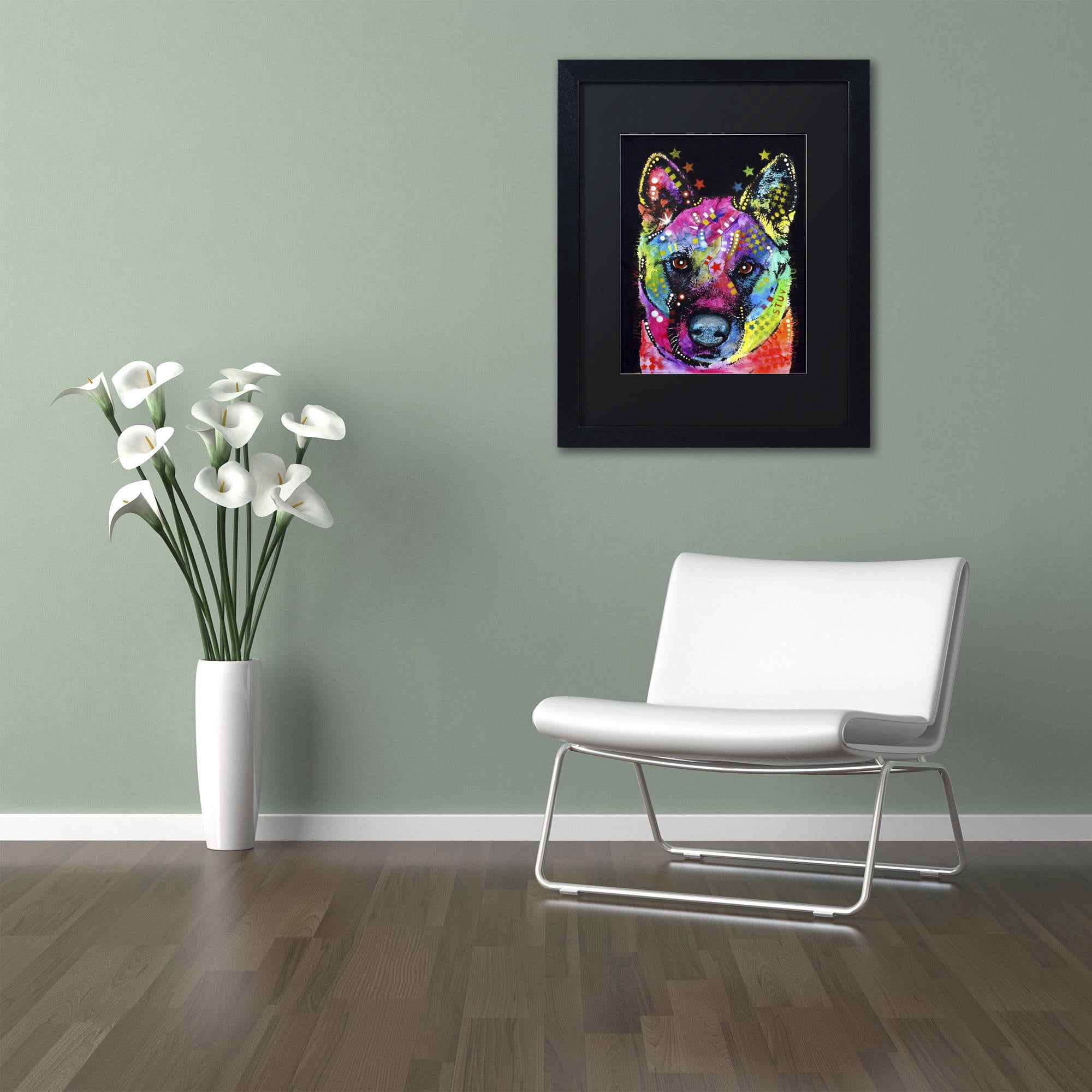 Trademark Fine Art "Akita II" Canvas Art by Dean Russo, Black Matte, Black Frame