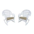thumbnail image 2 of Jeco Wicker Rocker Chair with Tan Cushion, Set of 2, White, 2 of 2