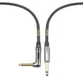 thumbnail image 5 of Clef Audio Labs  6.35mm TS to 6.35mm TS Straight to Angled, Black Chrome Zinc Alloy Shell/PVC Jacket -10F-1PK, 5 of 5